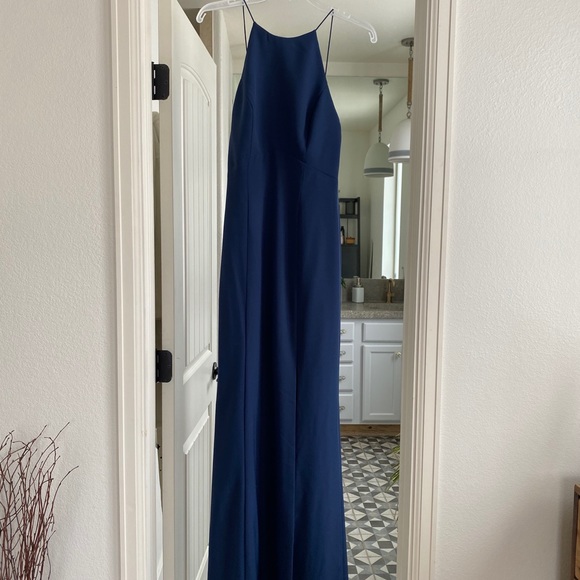 amsale french blue dress NWT Amsale One-Shoulder High-Low Satin Cocktail Dress in French Blue -